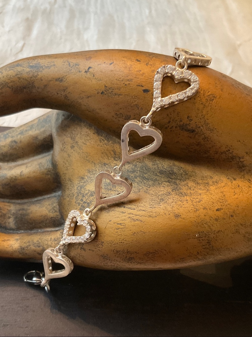 Sterling Silver Heart Link Bracelet in Silver